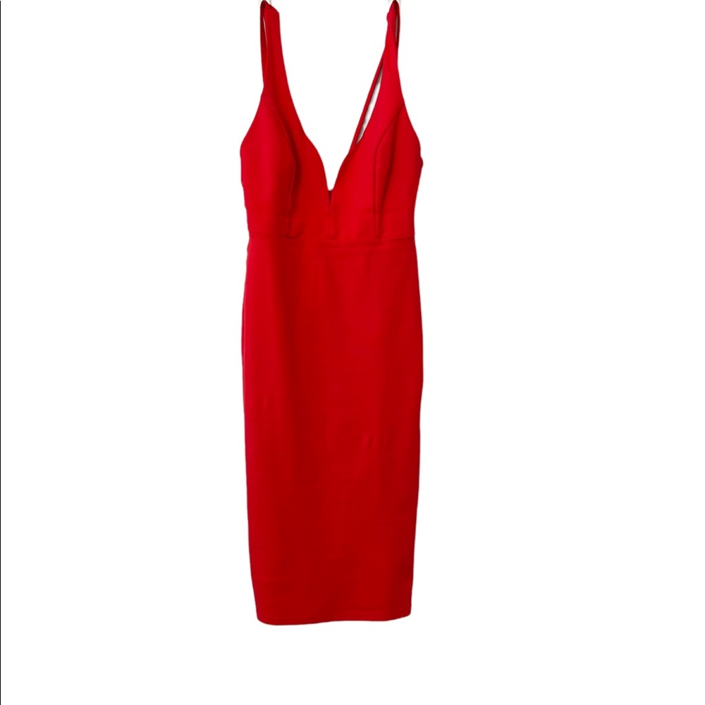 Coral red lulu’s dress with a double back strap